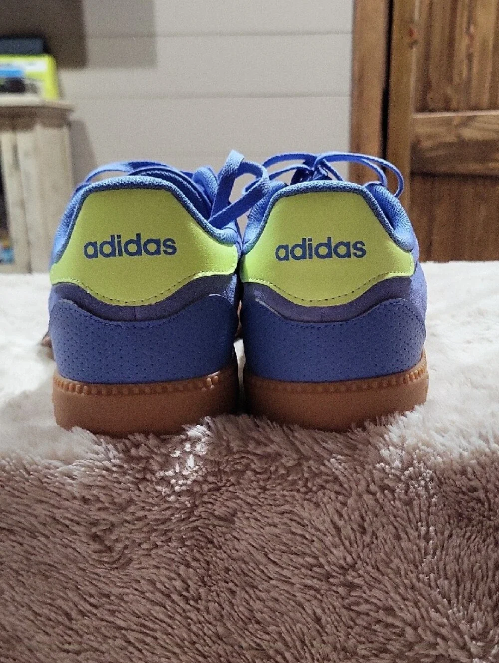 adidas Blue Suede Sneakers with Yellow Stripes - Picture 4 of 9